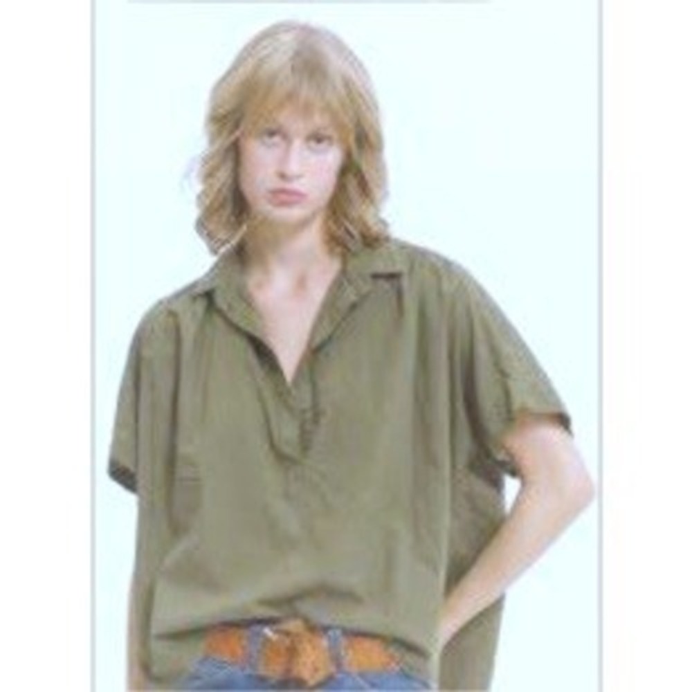 Cali by Cali Dreaming blouse olive sm safari chic slow fashion‎ cotton pullover